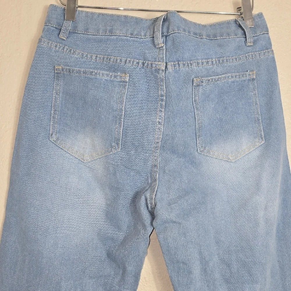 NWT Embellished Ripped Blue Boyfriend Jeans - Picture 9 of 10